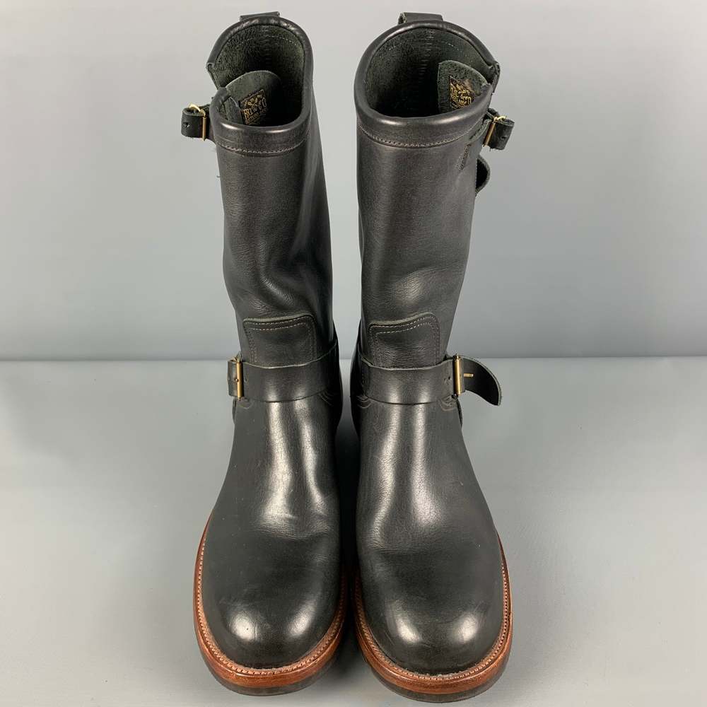 RRL by RALPH LAUREN Black Leather Biker Boots - Picture 4 of 9